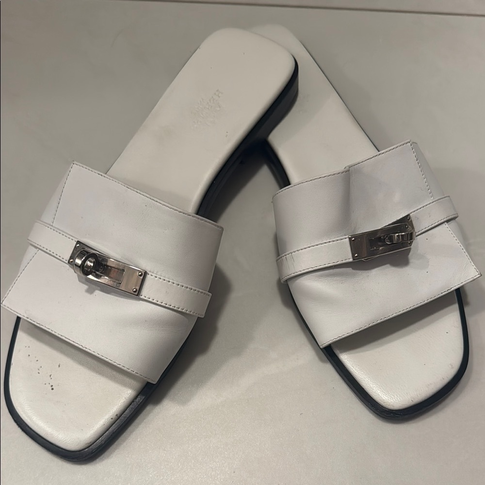 Hermes White Flats Timeless Elegance